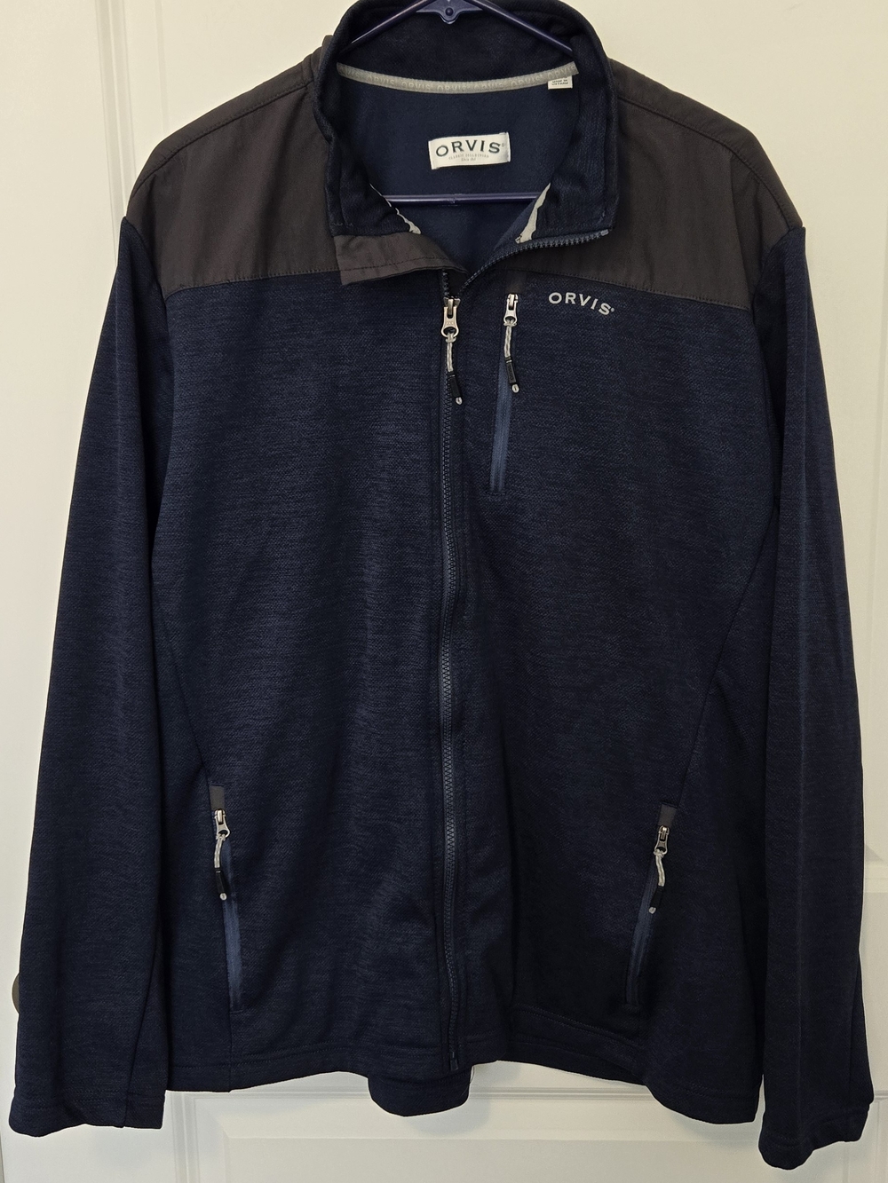 Orvis Men's XL Navy and Black Full-Zip Performance Jacket Xlnt.cond.solid Clean.